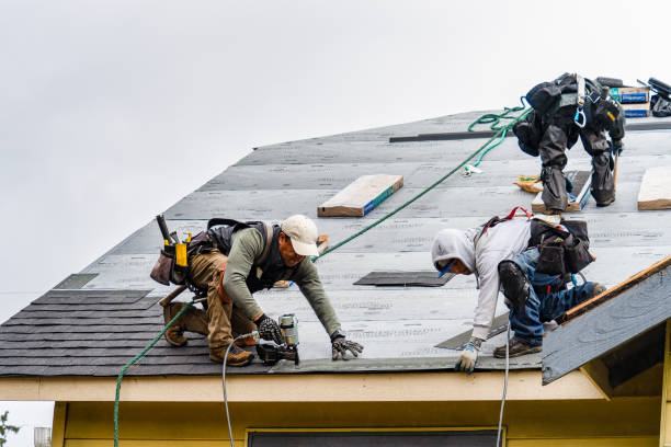 Professional Storm Damage Roof Repair technician working in College Station, TX